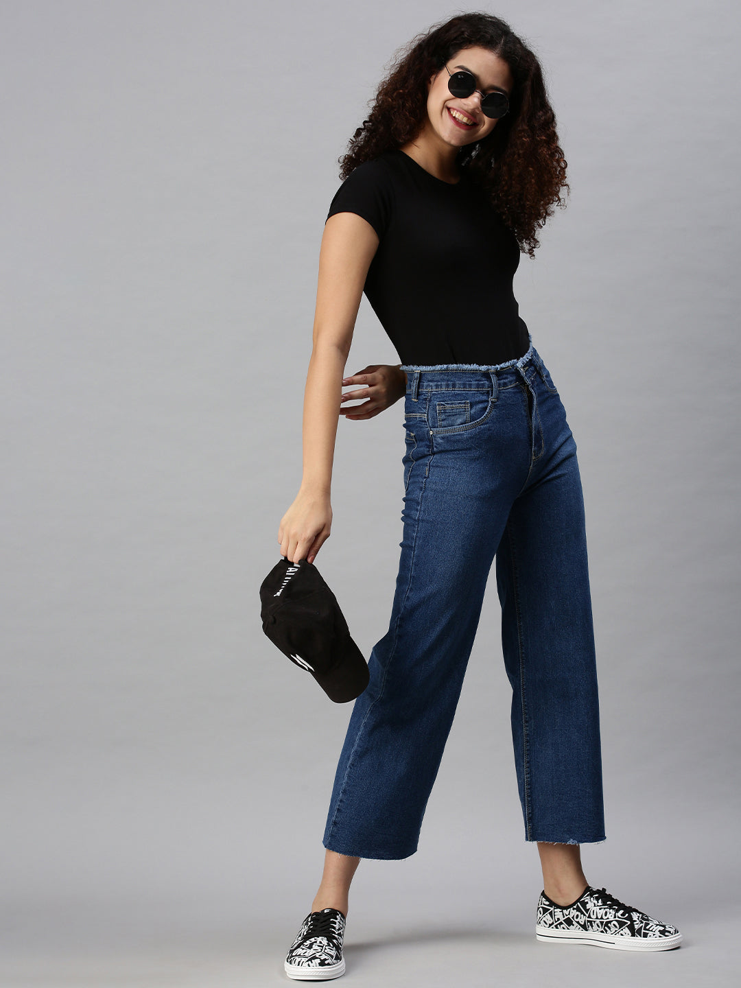 Women's Denim Wide Leg Navy Blue Jeans