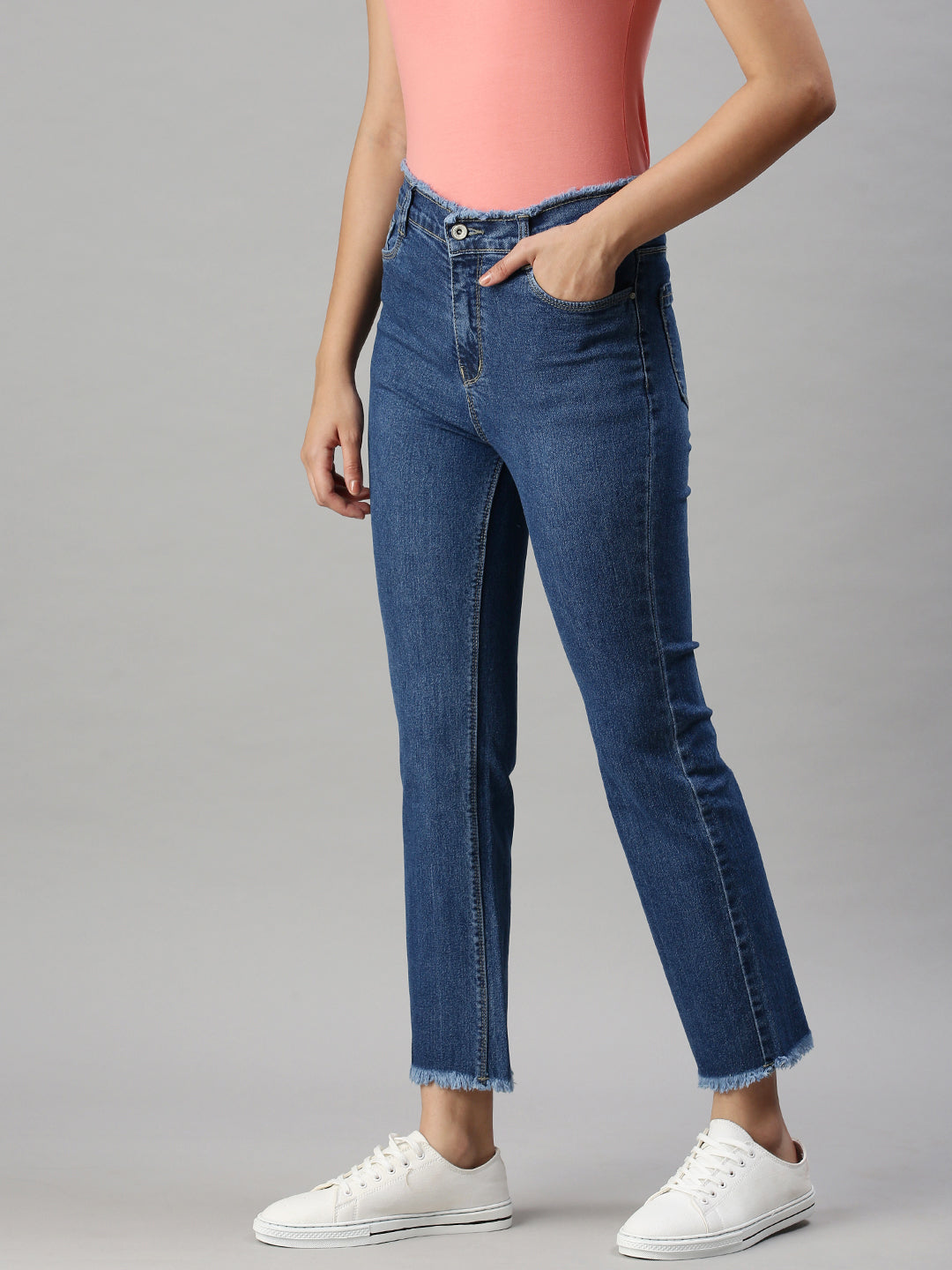 Women's Denim Straight Fit Navy Blue Jeans