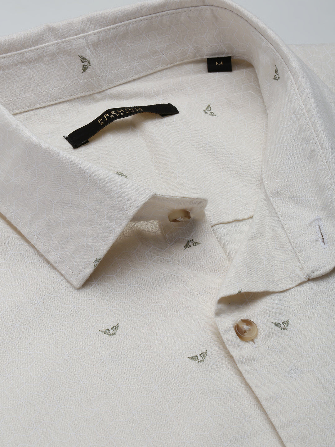 Men Cream Printed Casual Shirt