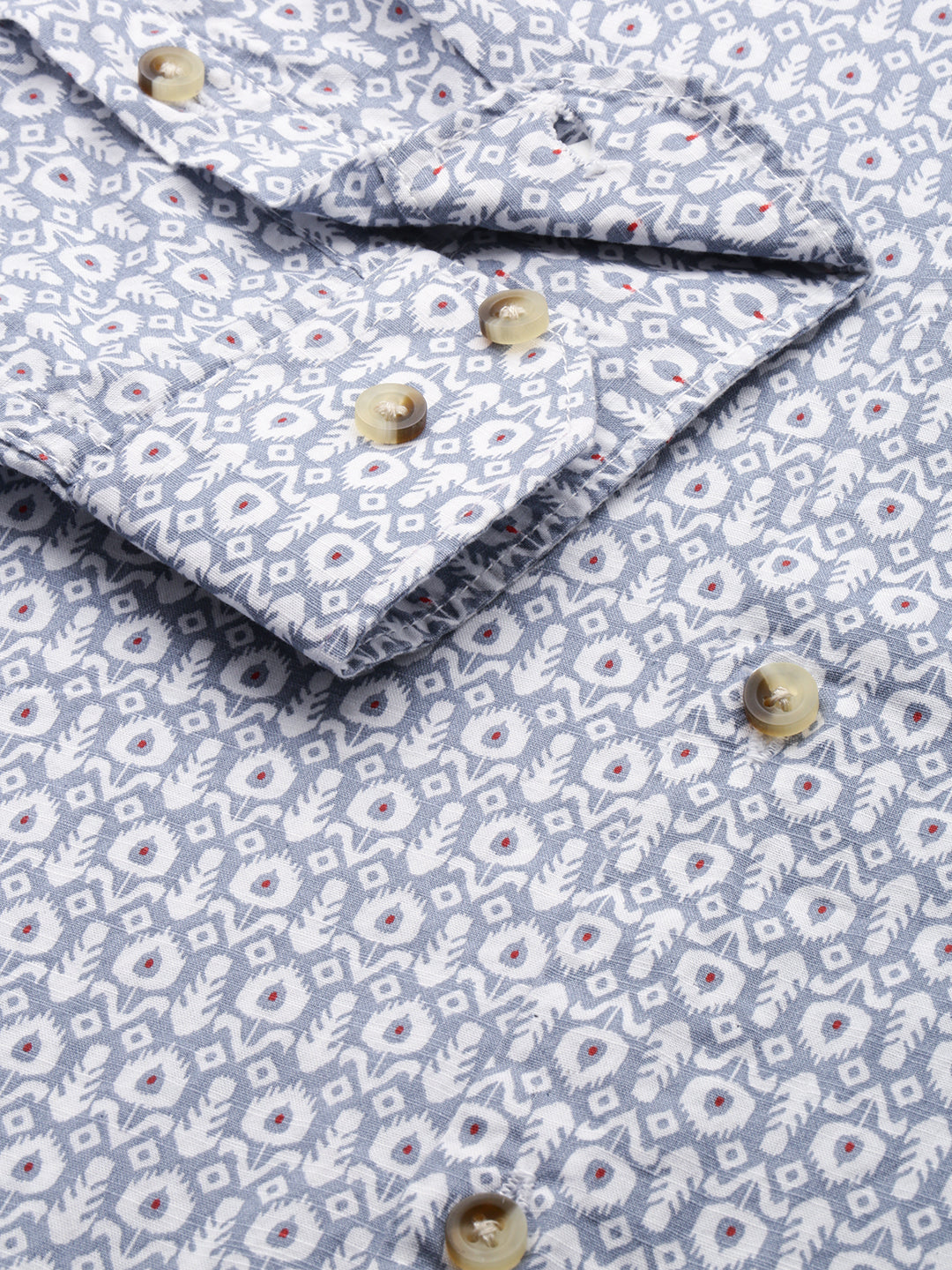 Men Grey Printed Casual Shirt