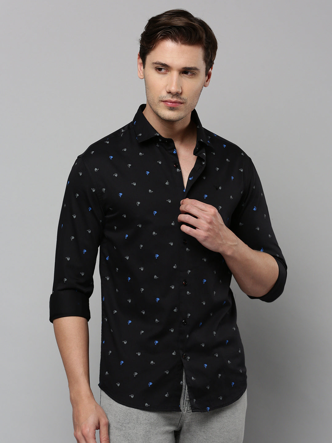 Men Black Printed Casual Shirt