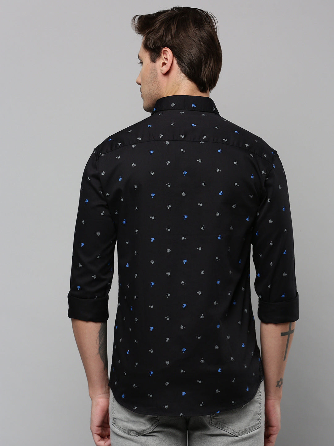 Men Black Printed Casual Shirt