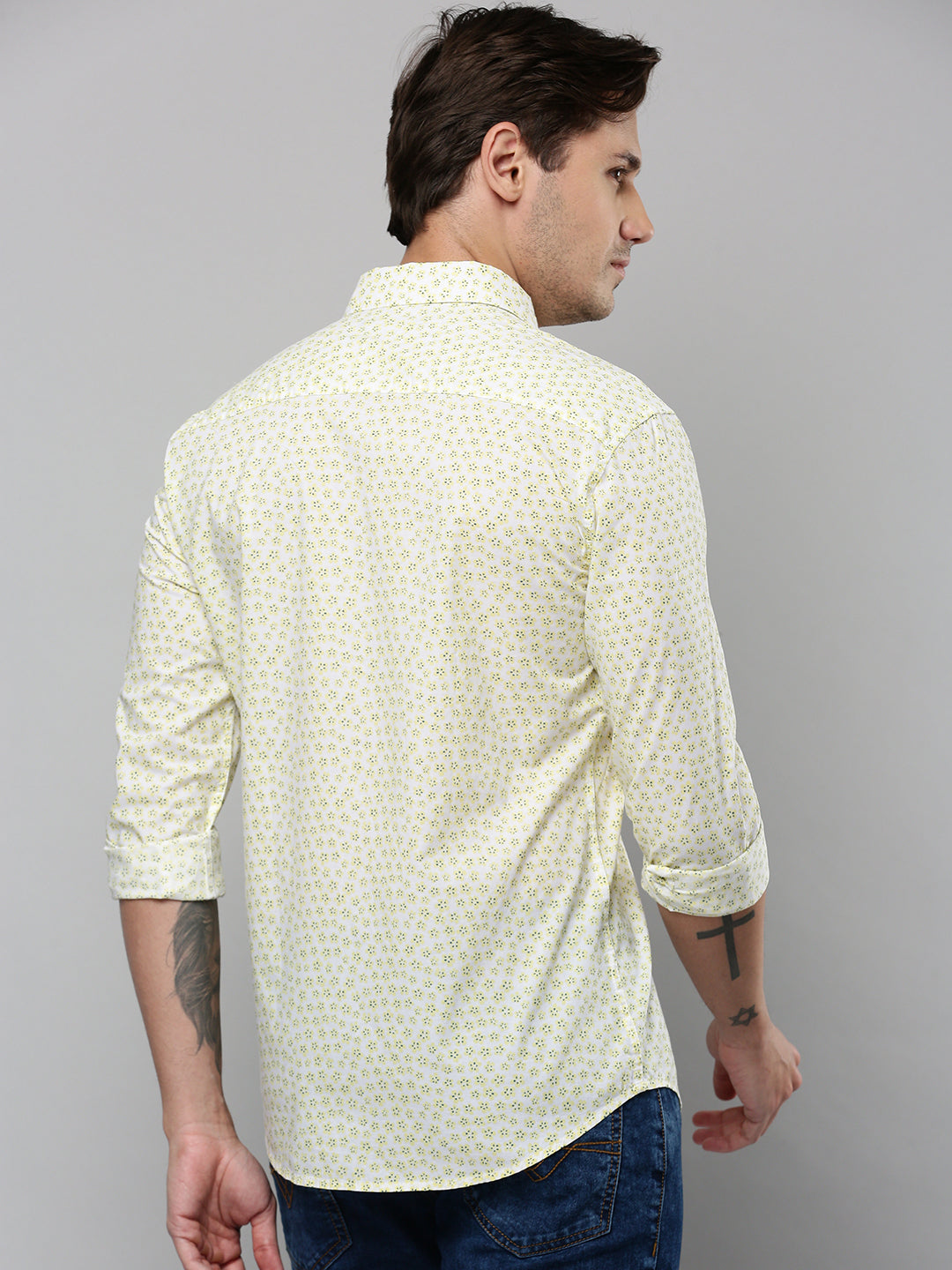 Men White Printed Casual Shirt