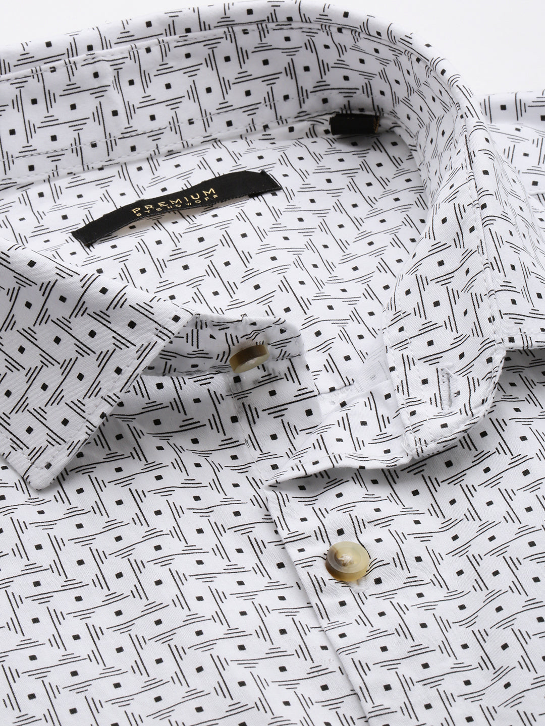 Men White Printed Casual Shirt