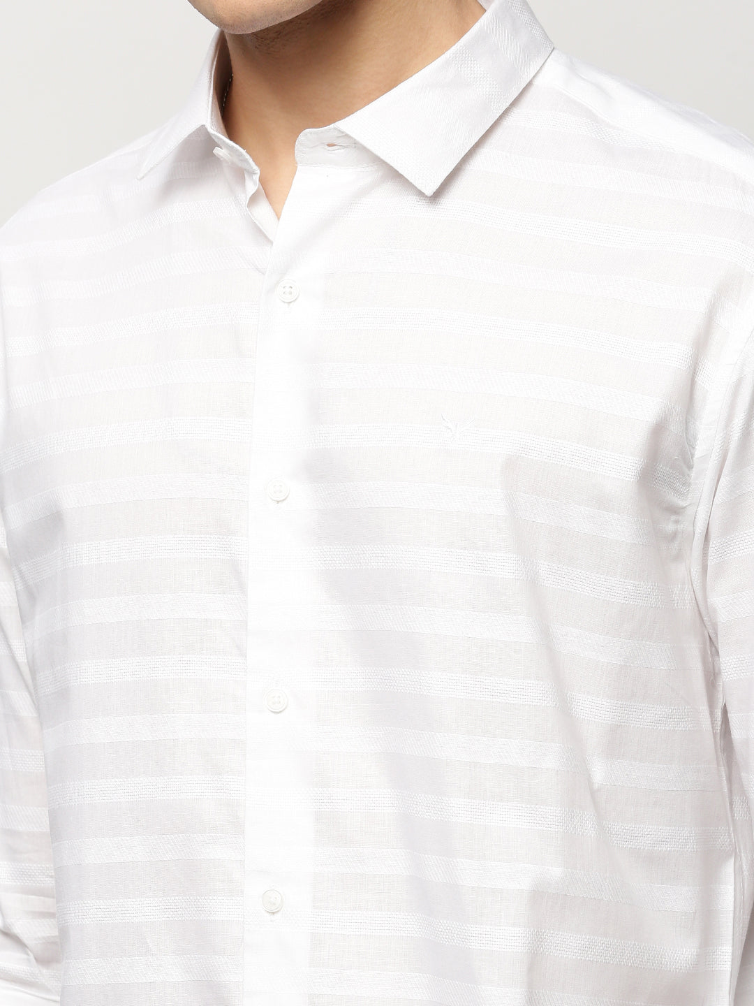 Men White Striped Casual Casual Shirts