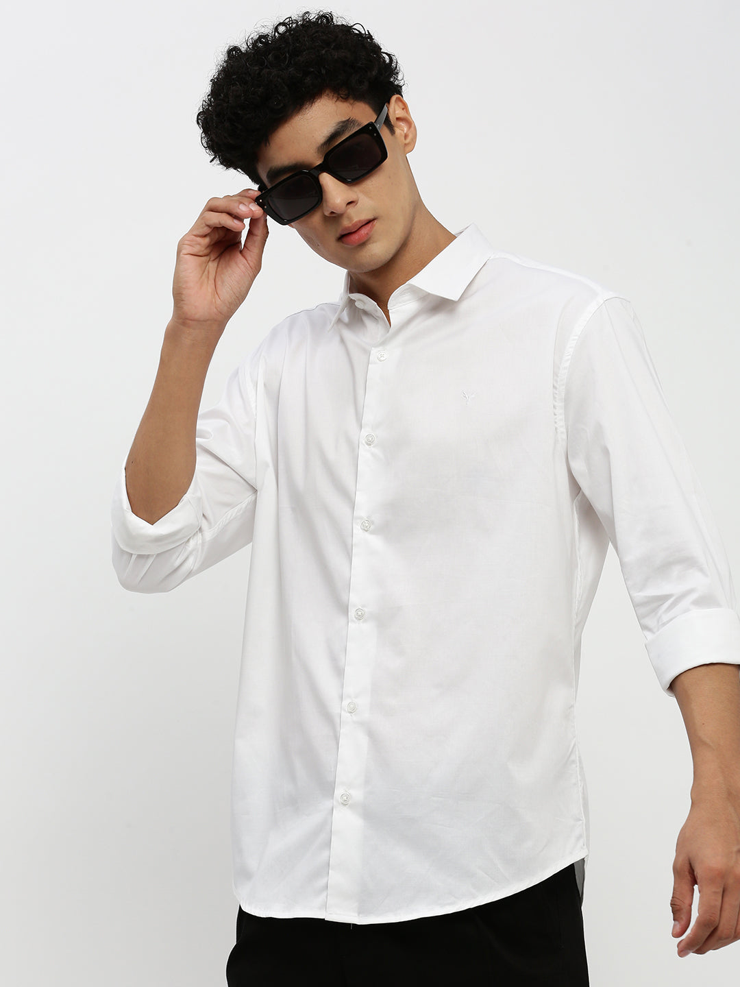 Men White Solid Shirt