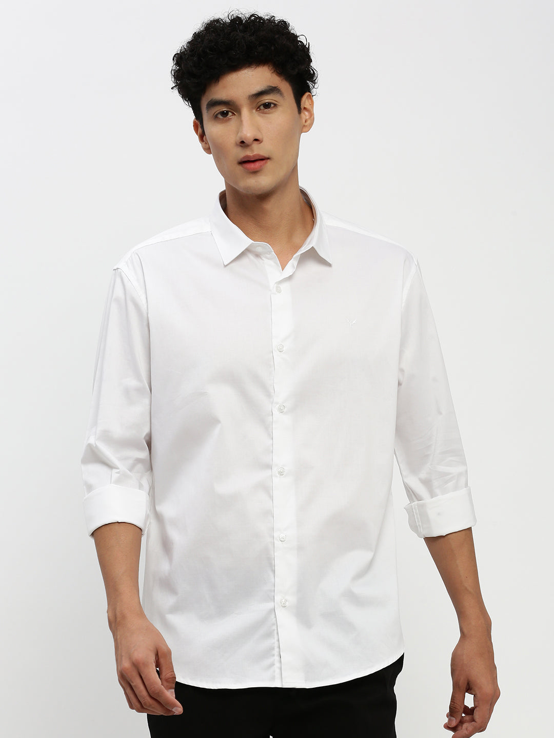 Men White Solid Shirt