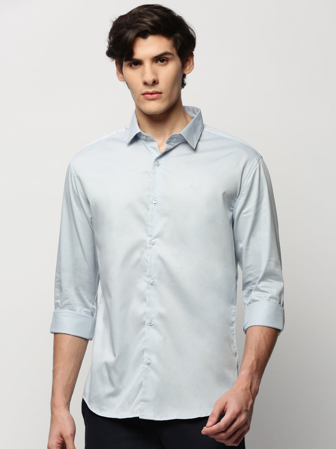 Men Blue Solid Casual Casual Shirts