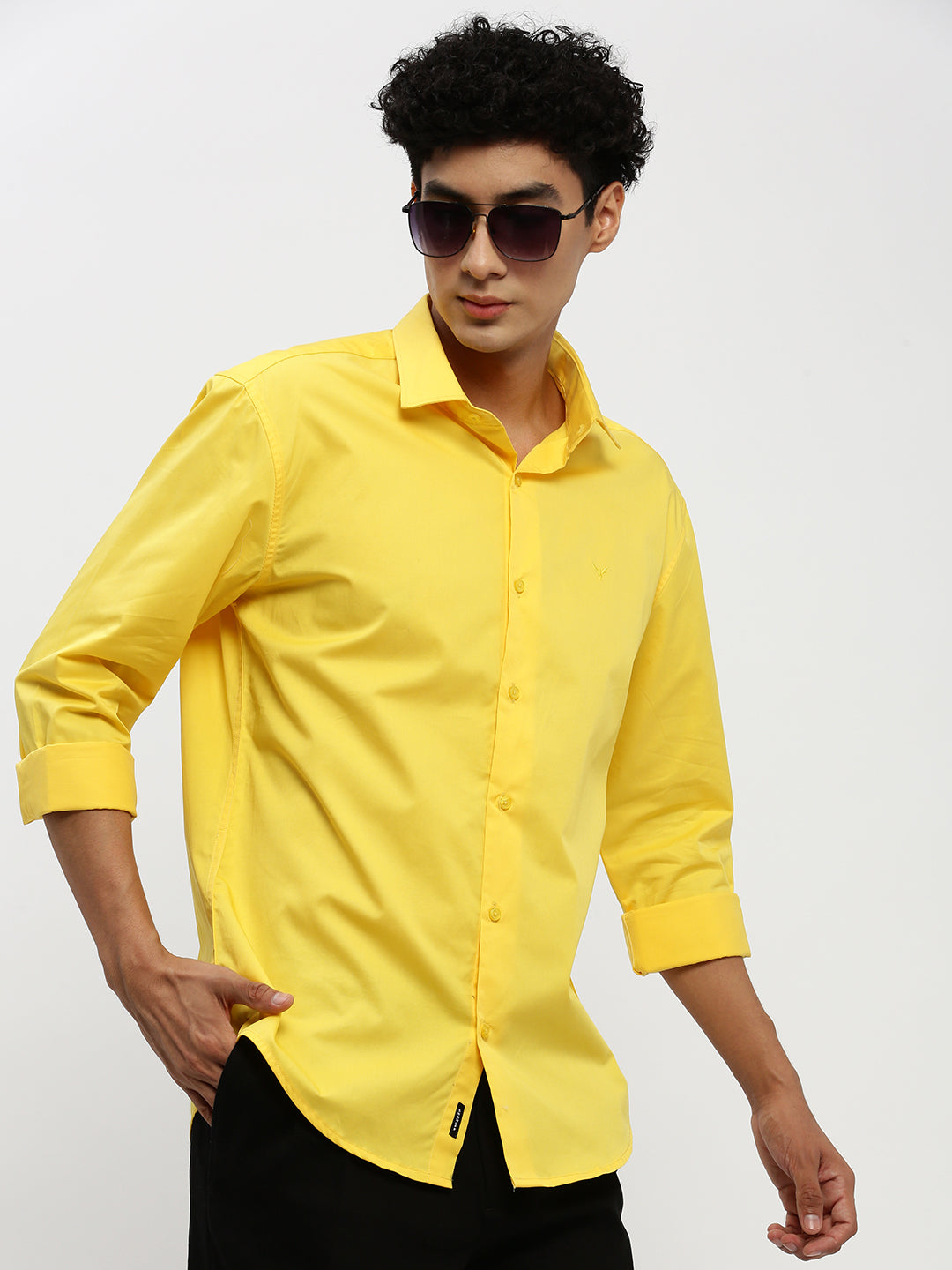 Men Yellow Solid Shirt