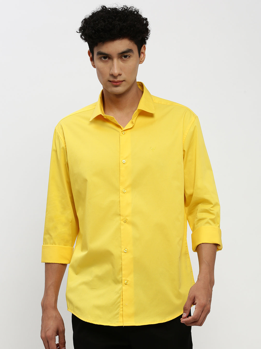 Men Yellow Solid Shirt