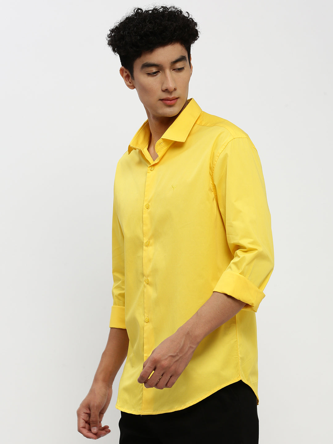 Men Yellow Solid Shirt