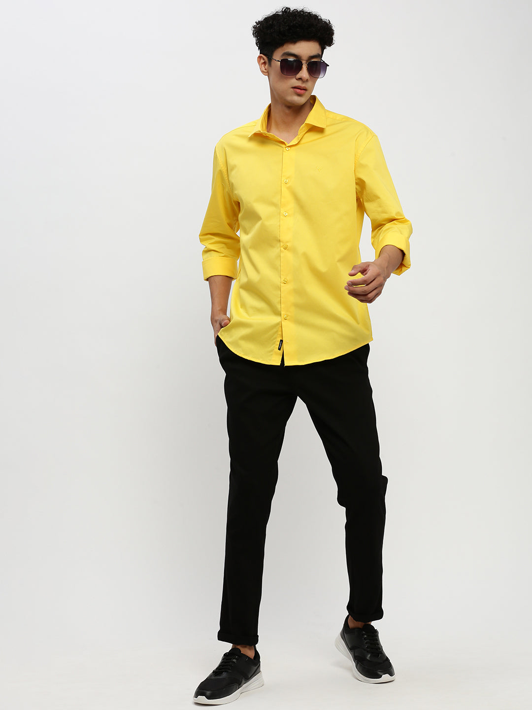 Men Yellow Solid Shirt