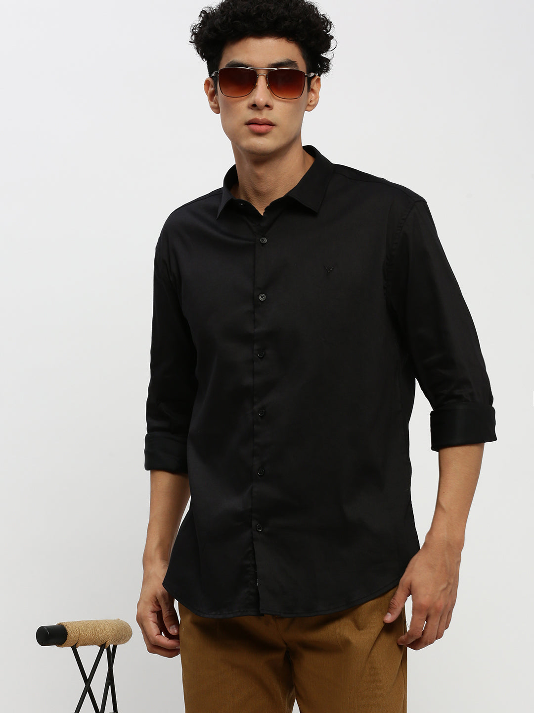 Men Black Solid Shirt