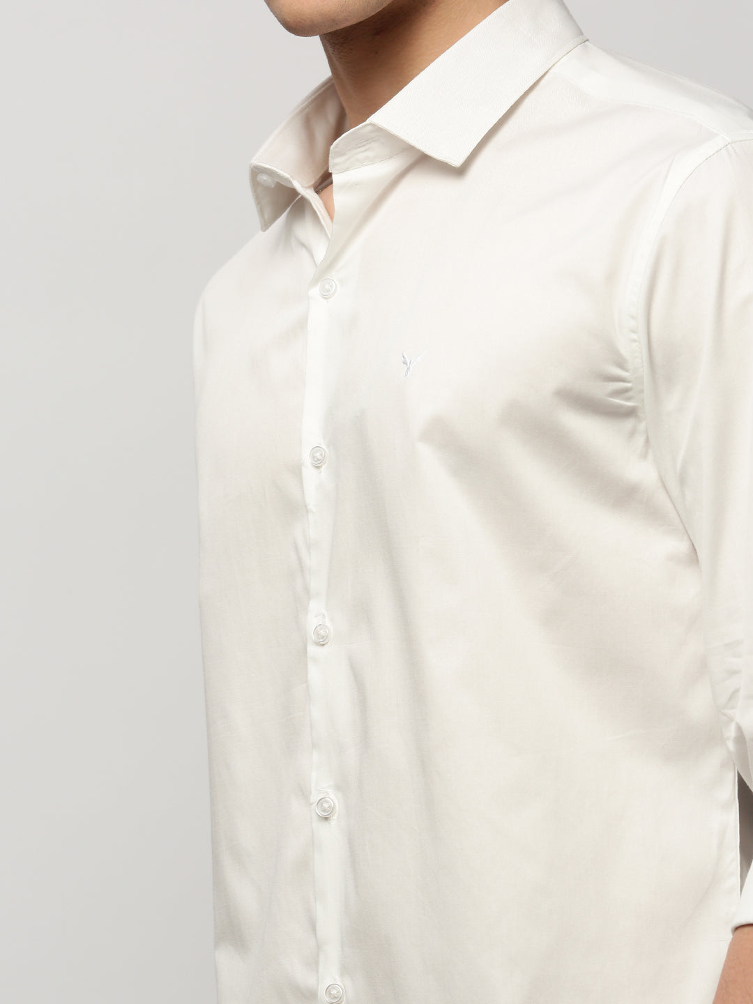 Men White Solid Casual Casual Shirts