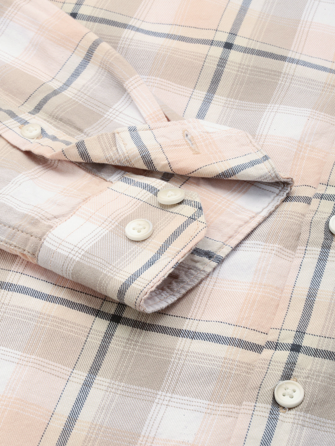 Men Beige Checked Casual Shirt