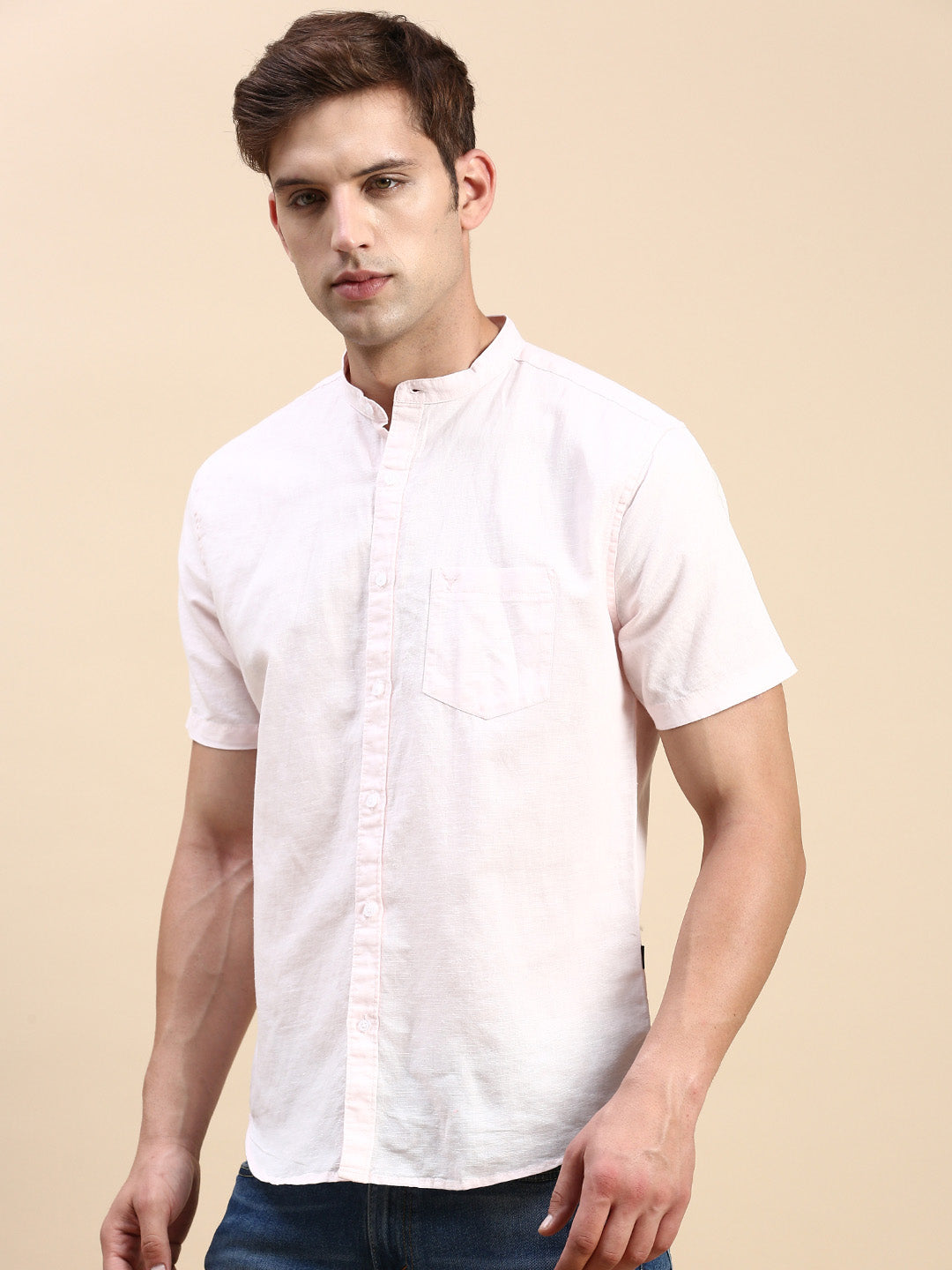 Men Pink Solid Casual Shirt