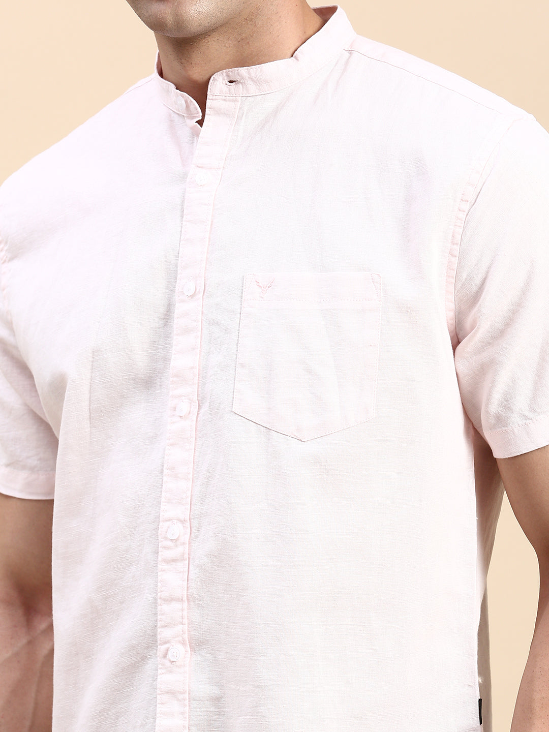 Men Pink Solid Casual Shirt