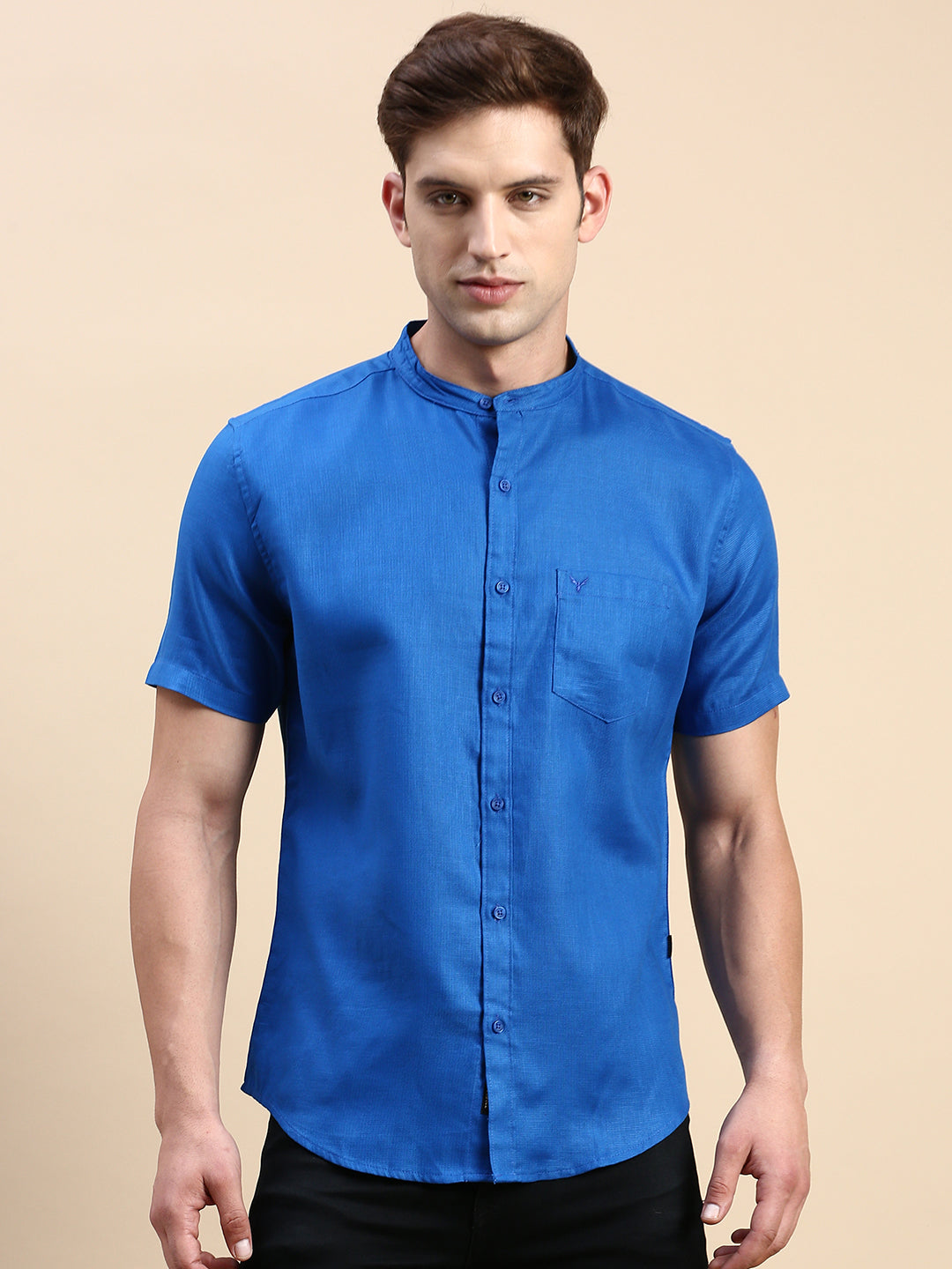 Men Blue Solid Casual Shirt