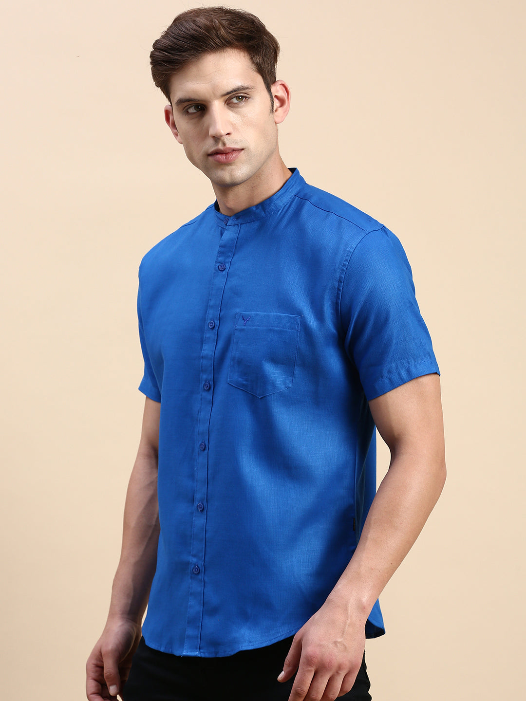 Men Blue Solid Casual Shirt