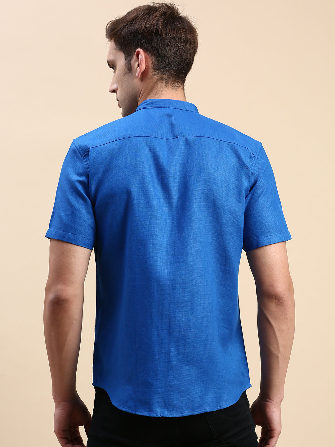 Men Blue Solid Casual Shirt