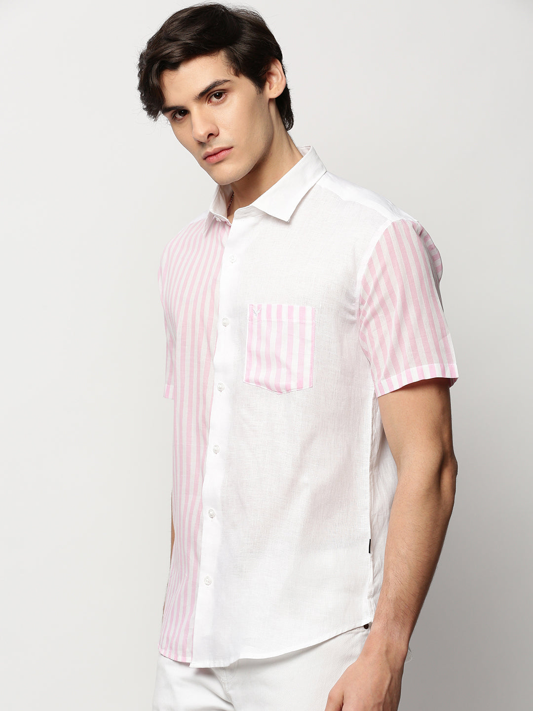 Men White Striped Casual Casual Shirts