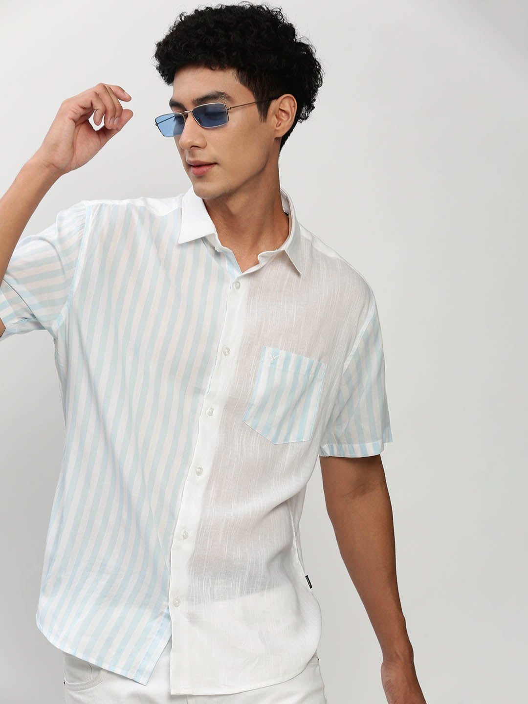 Men White Striped Casual Casual Shirts