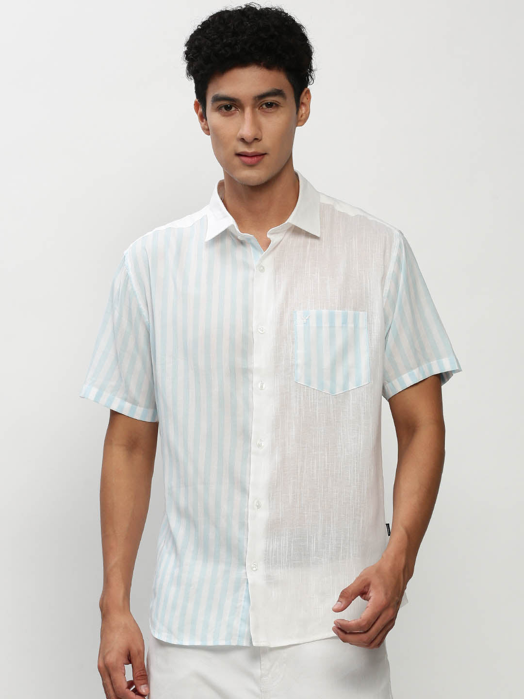 Men White Striped Casual Casual Shirts