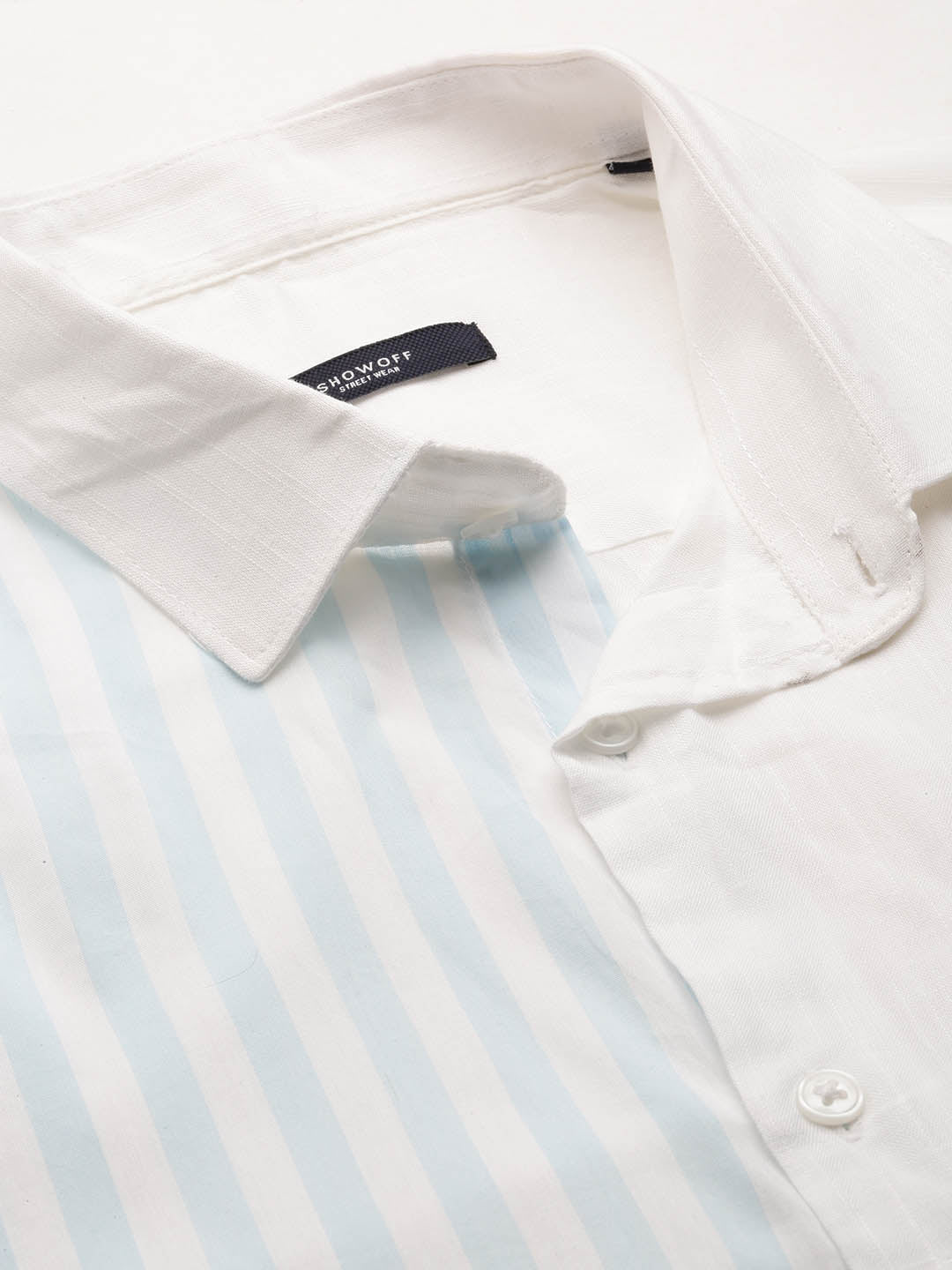 Men White Striped Casual Casual Shirts