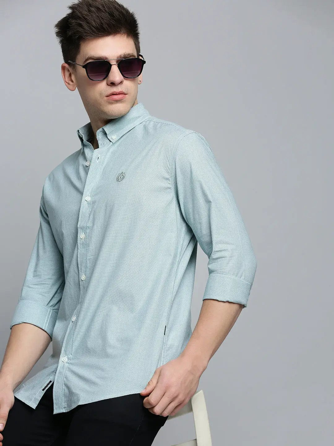 Men's White Checked Casual Shirt