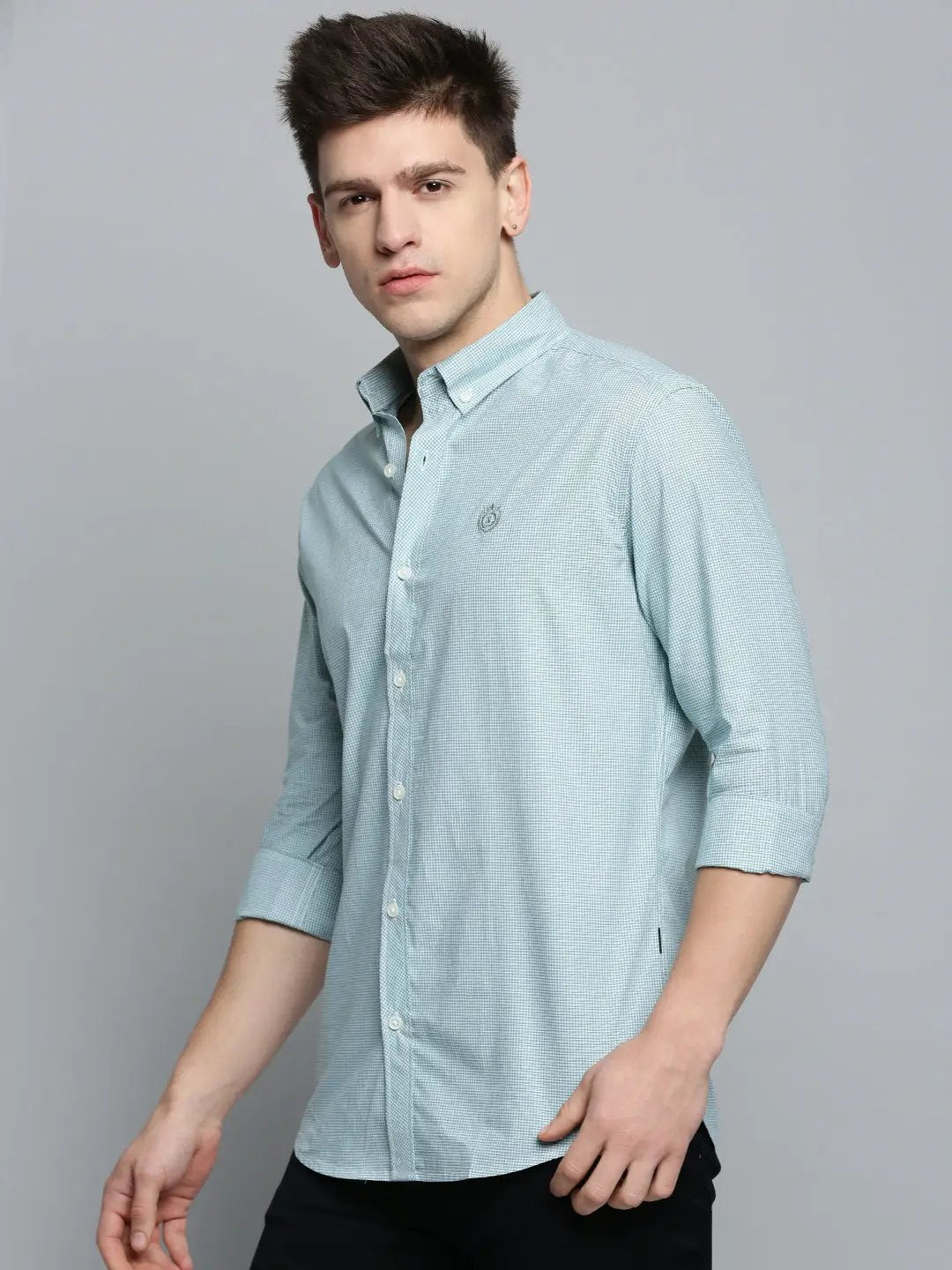 Men's White Checked Casual Shirt