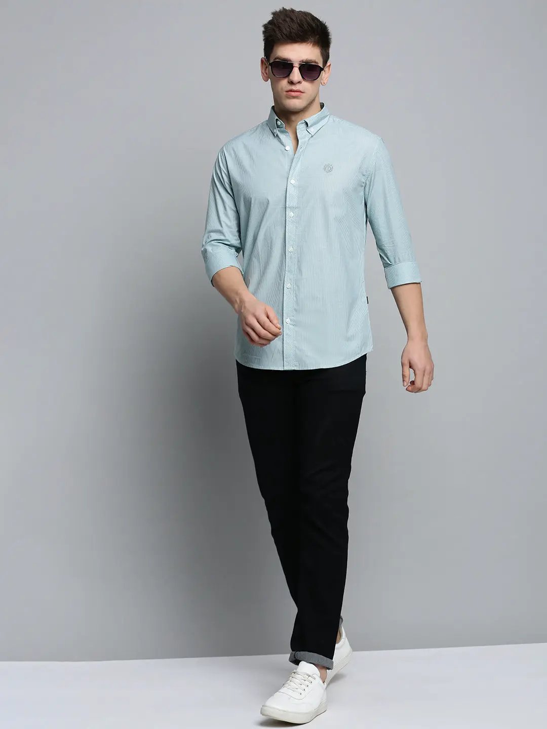 Men's White Checked Casual Shirt