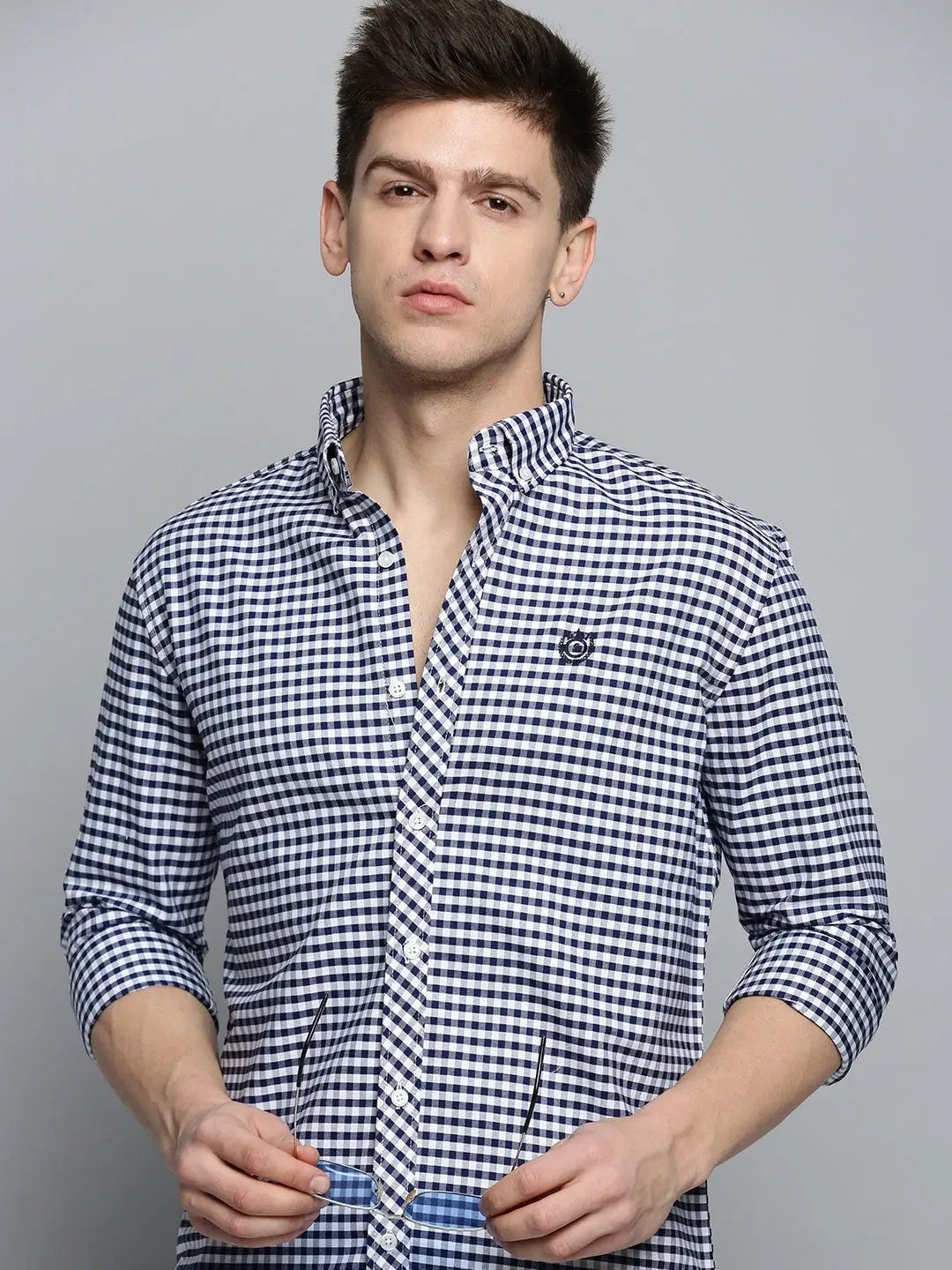 Men's White Checked Casual Shirt