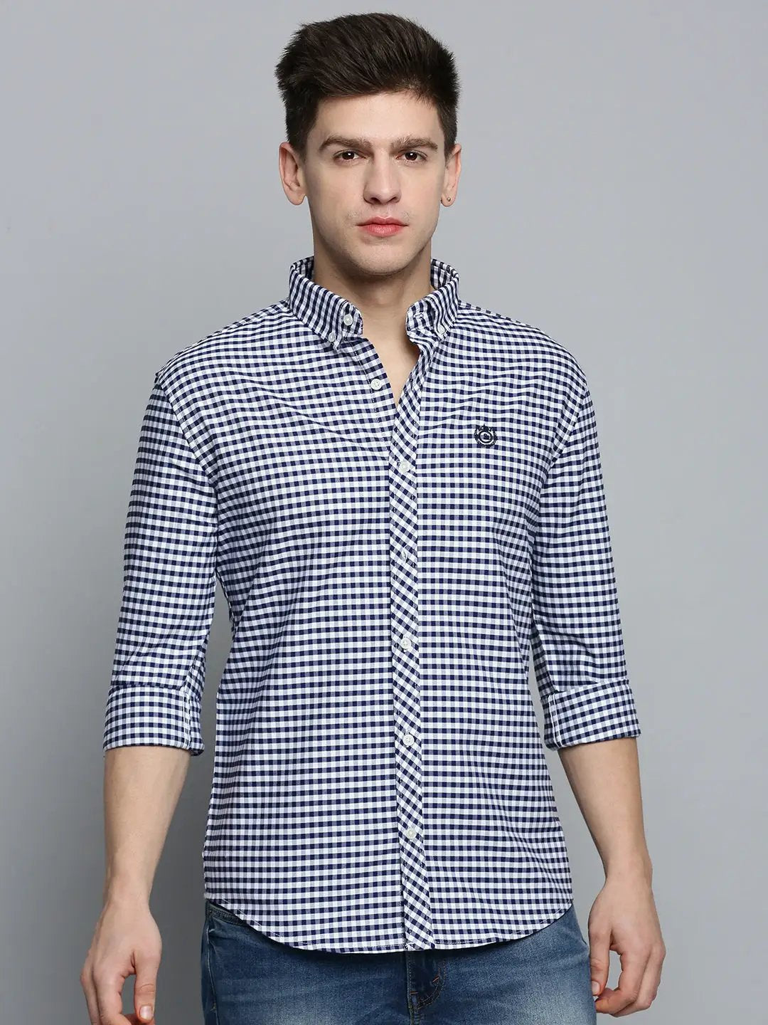 Men's White Checked Casual Shirt