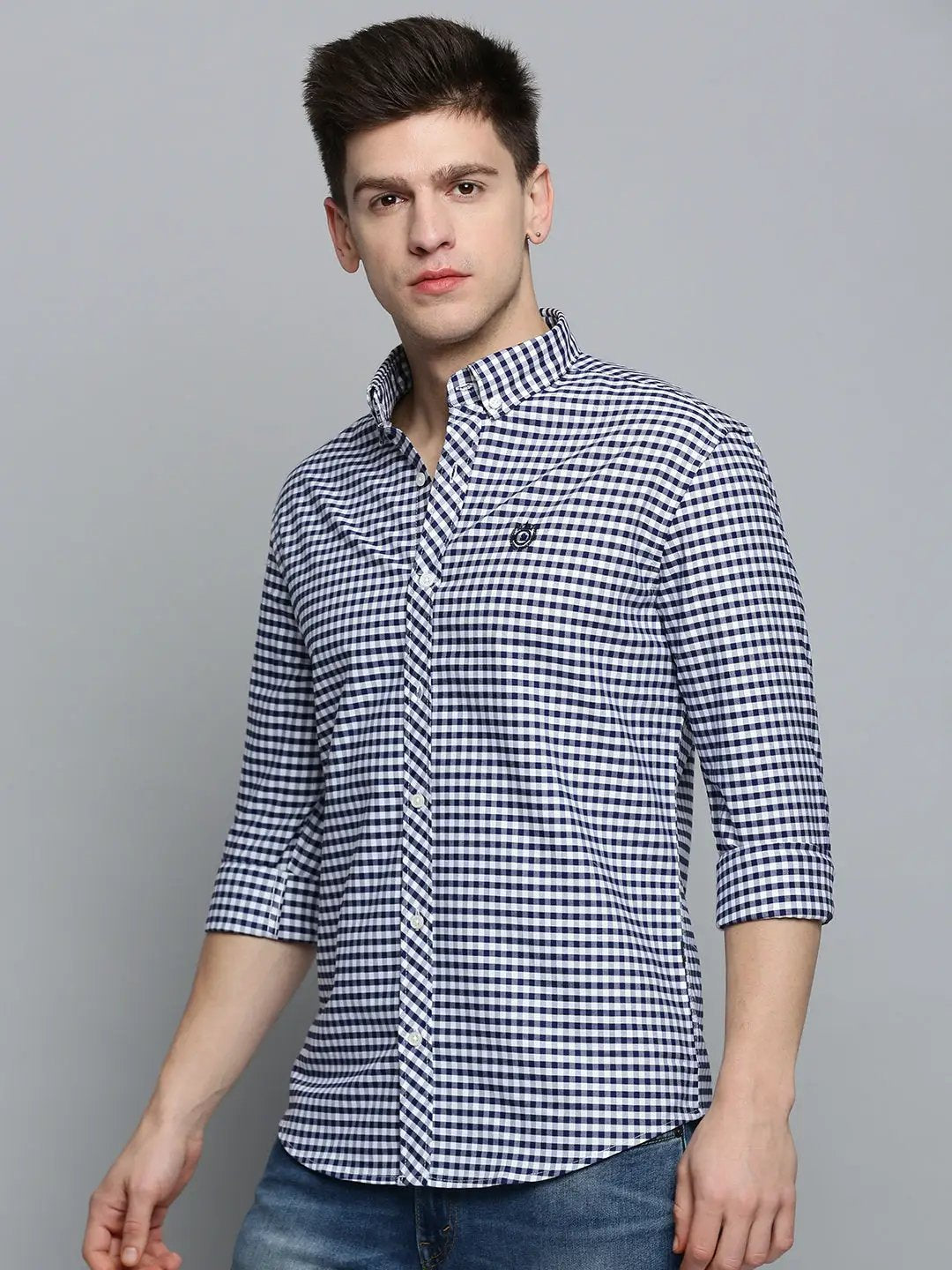 Men's White Checked Casual Shirt