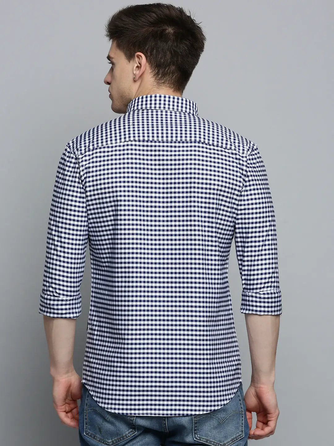 Men's White Checked Casual Shirt