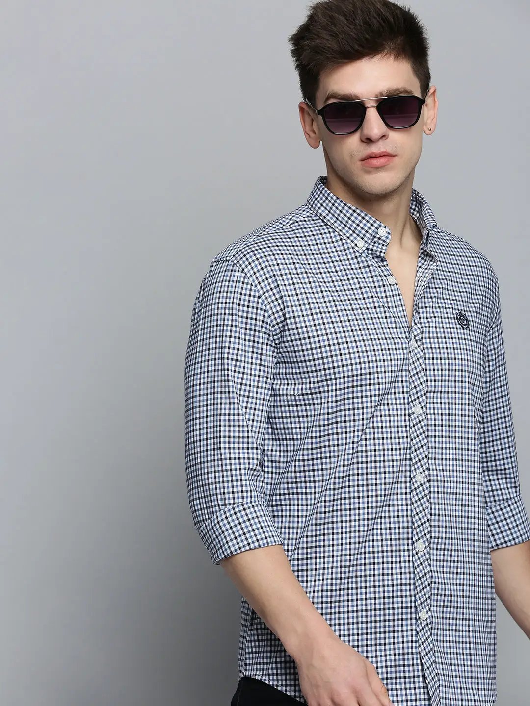 Men's White Checked Casual Shirt