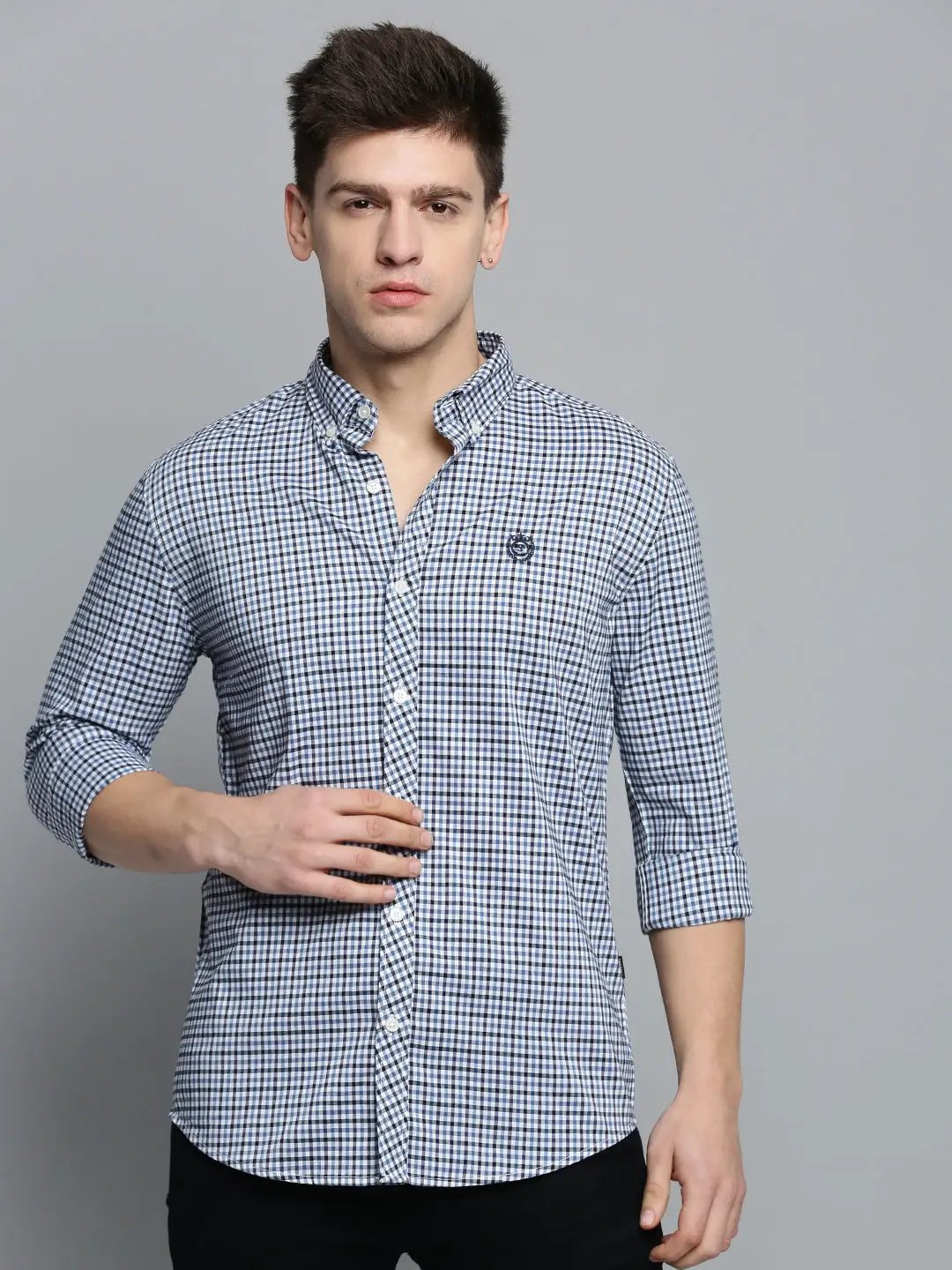 Men's White Checked Casual Shirt