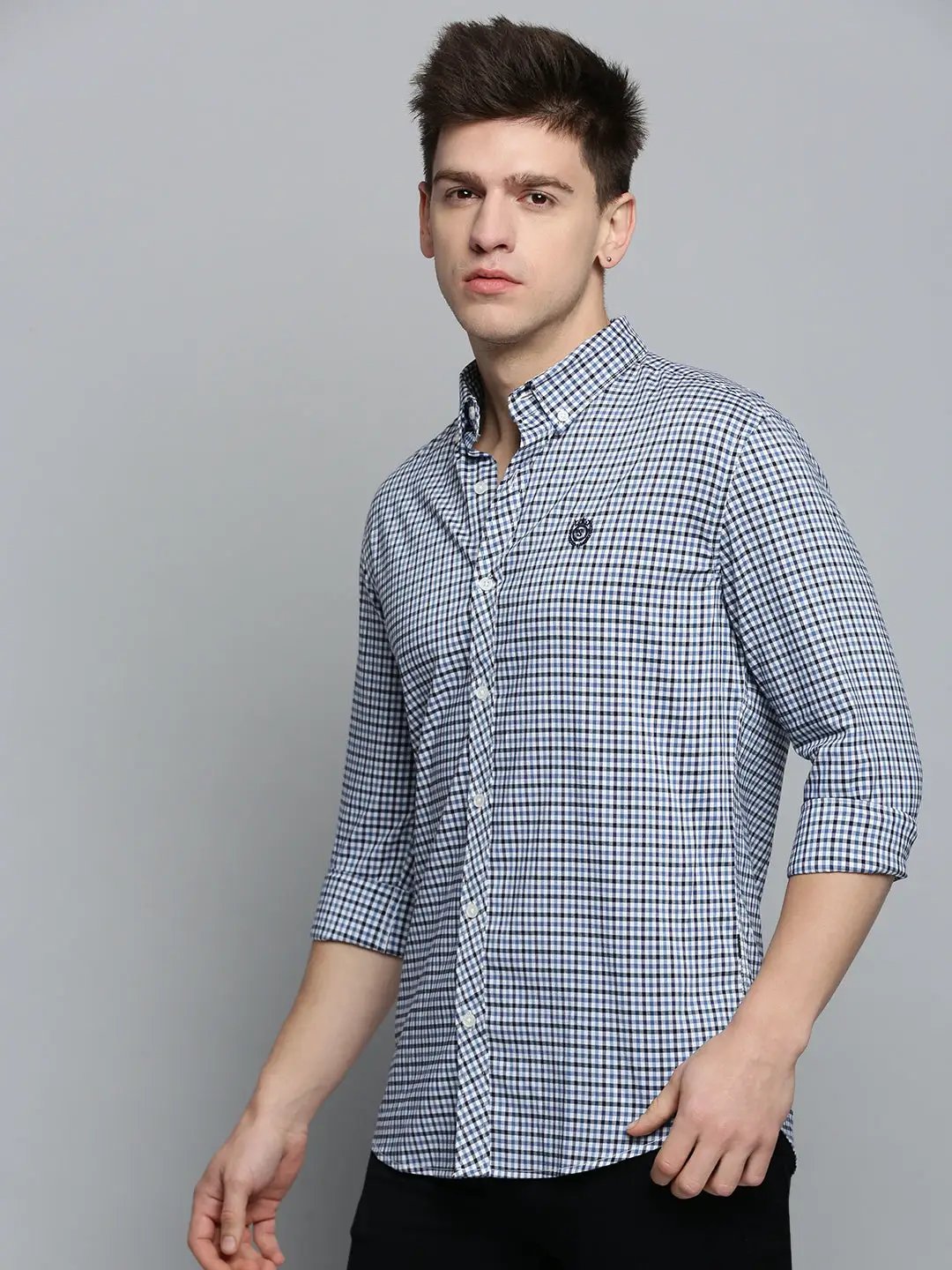 Men's White Checked Casual Shirt