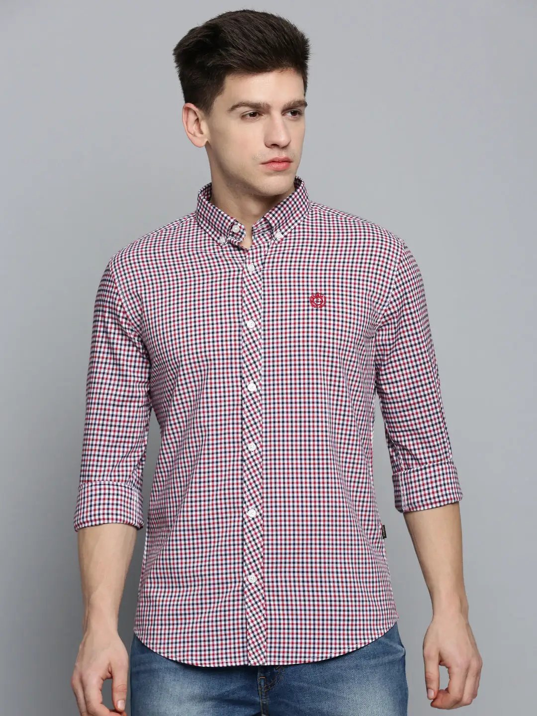 Men's White Checked Casual Shirt