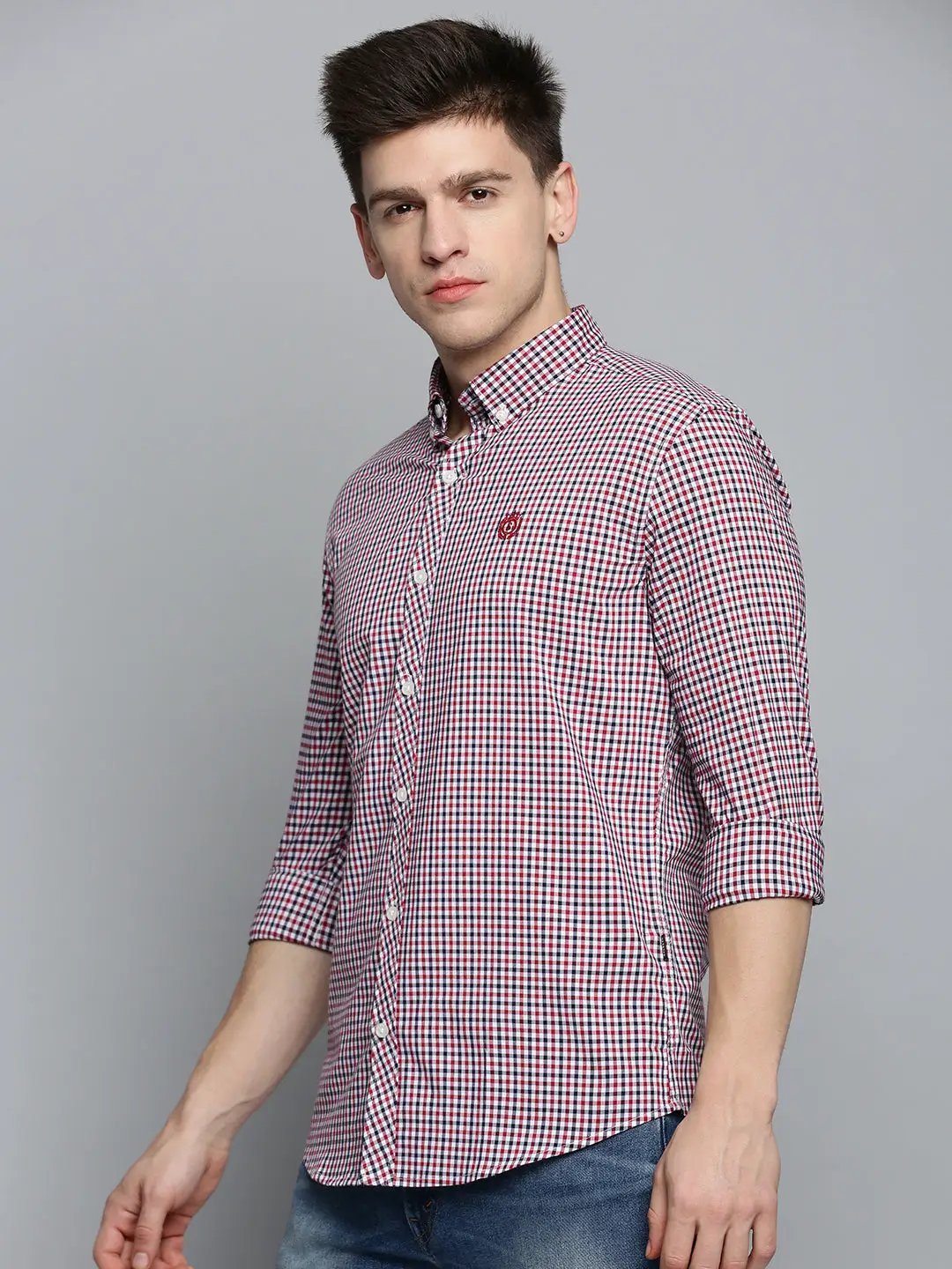 Men's White Checked Casual Shirt