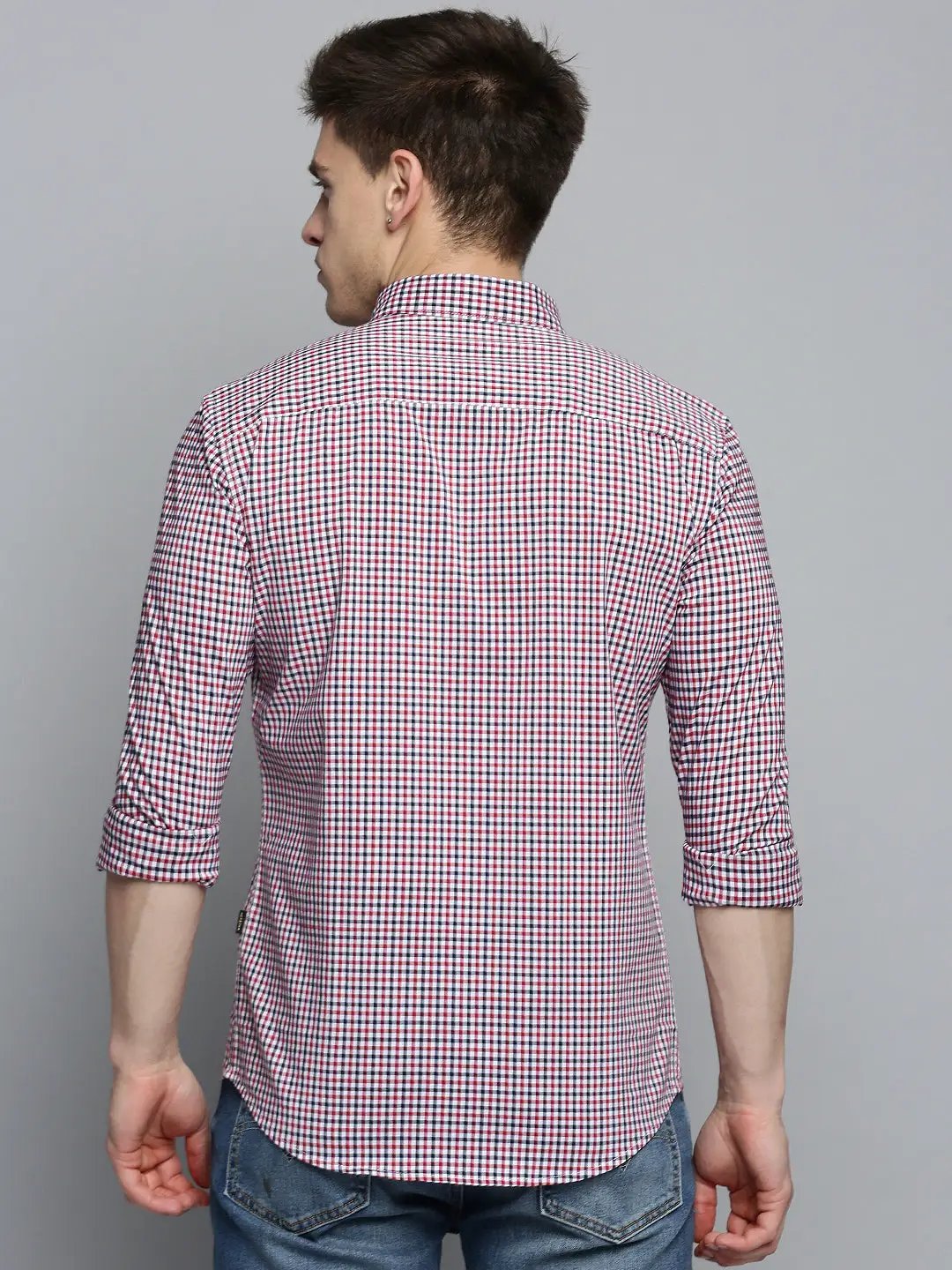 Men's White Checked Casual Shirt