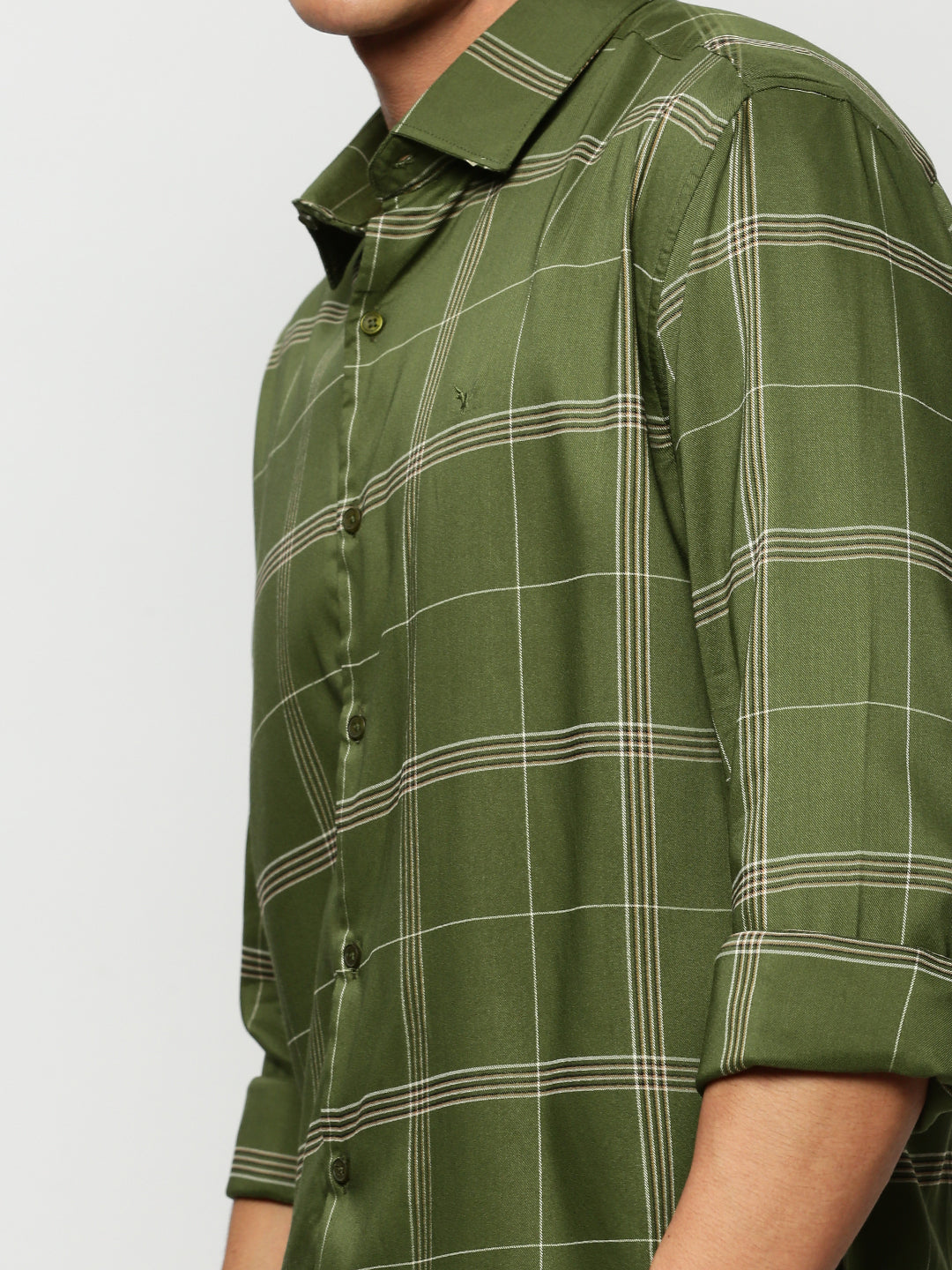 Men Green Checked Casual Casual Shirts