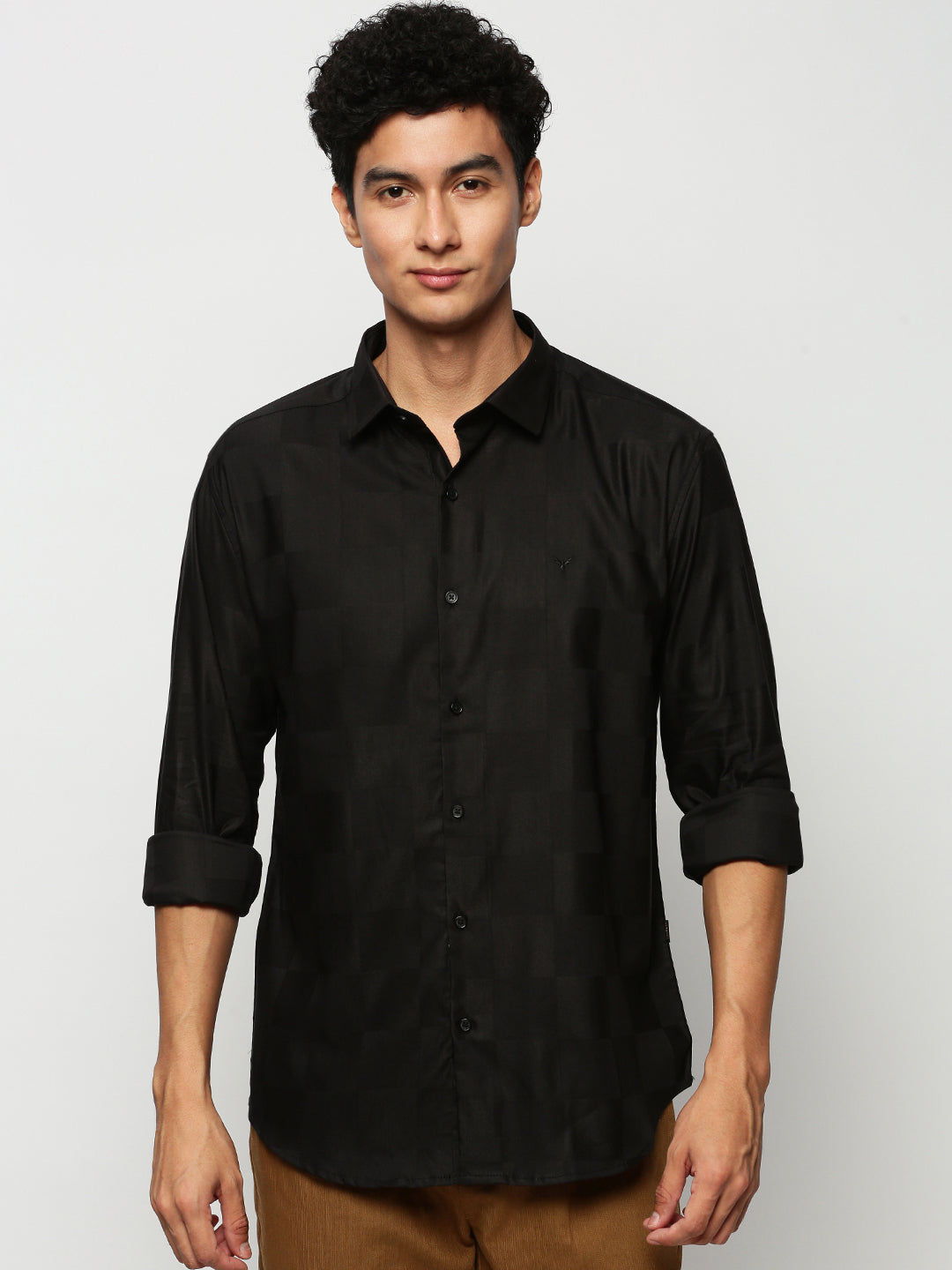 Men Black Checked Casual Casual Shirts