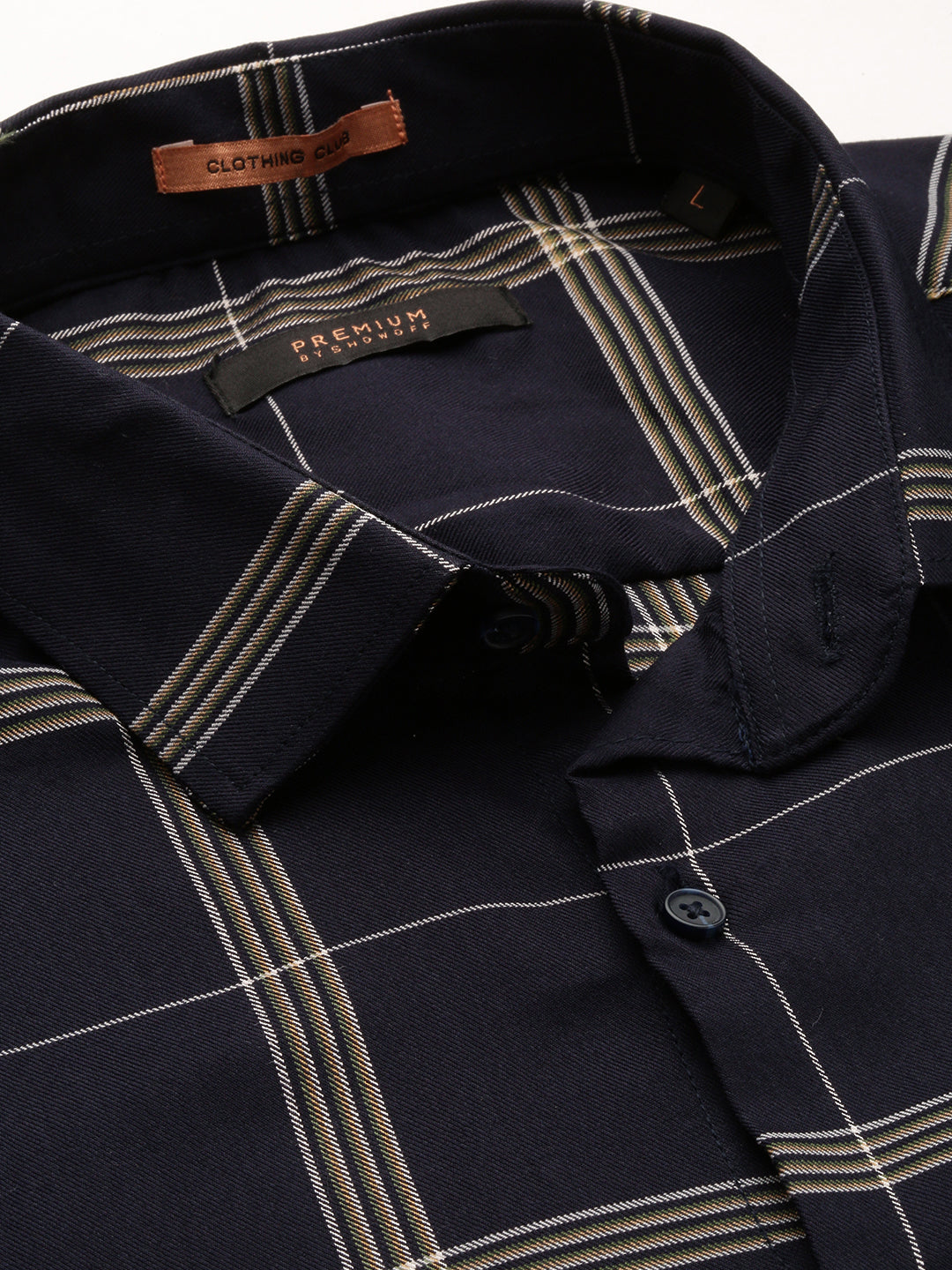 Men Navy Checked Casual Casual Shirts