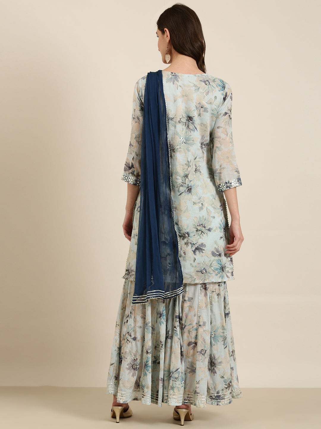 Women Blue Floral Kurta Set