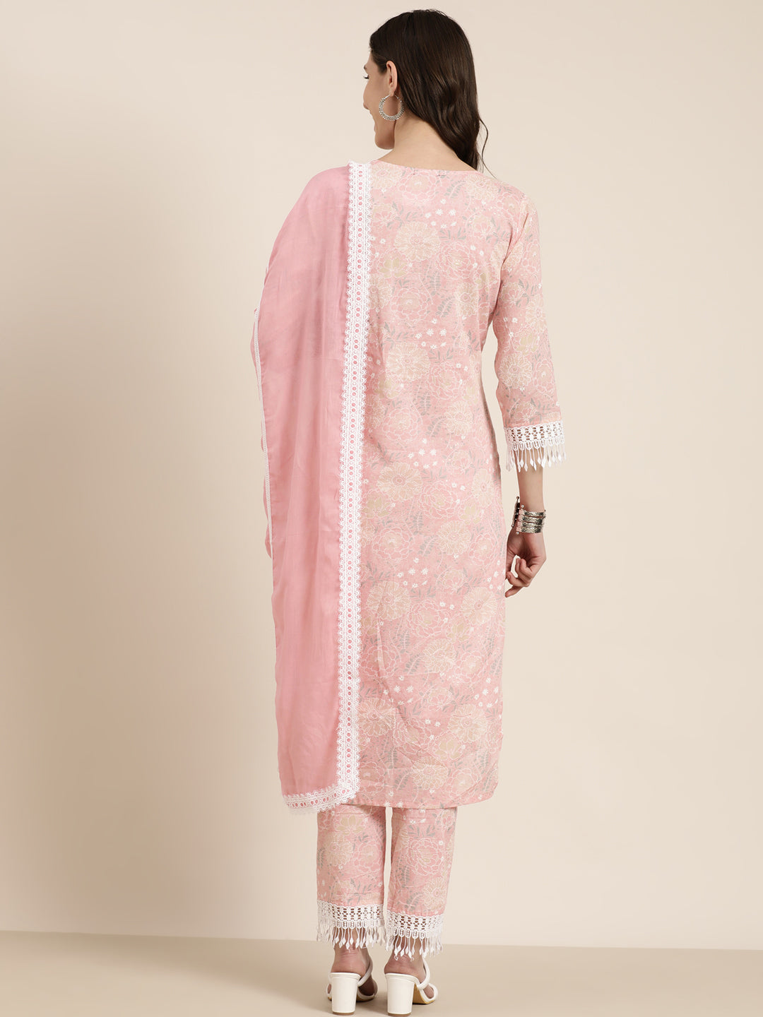 Women Pink Floral Kurta Set