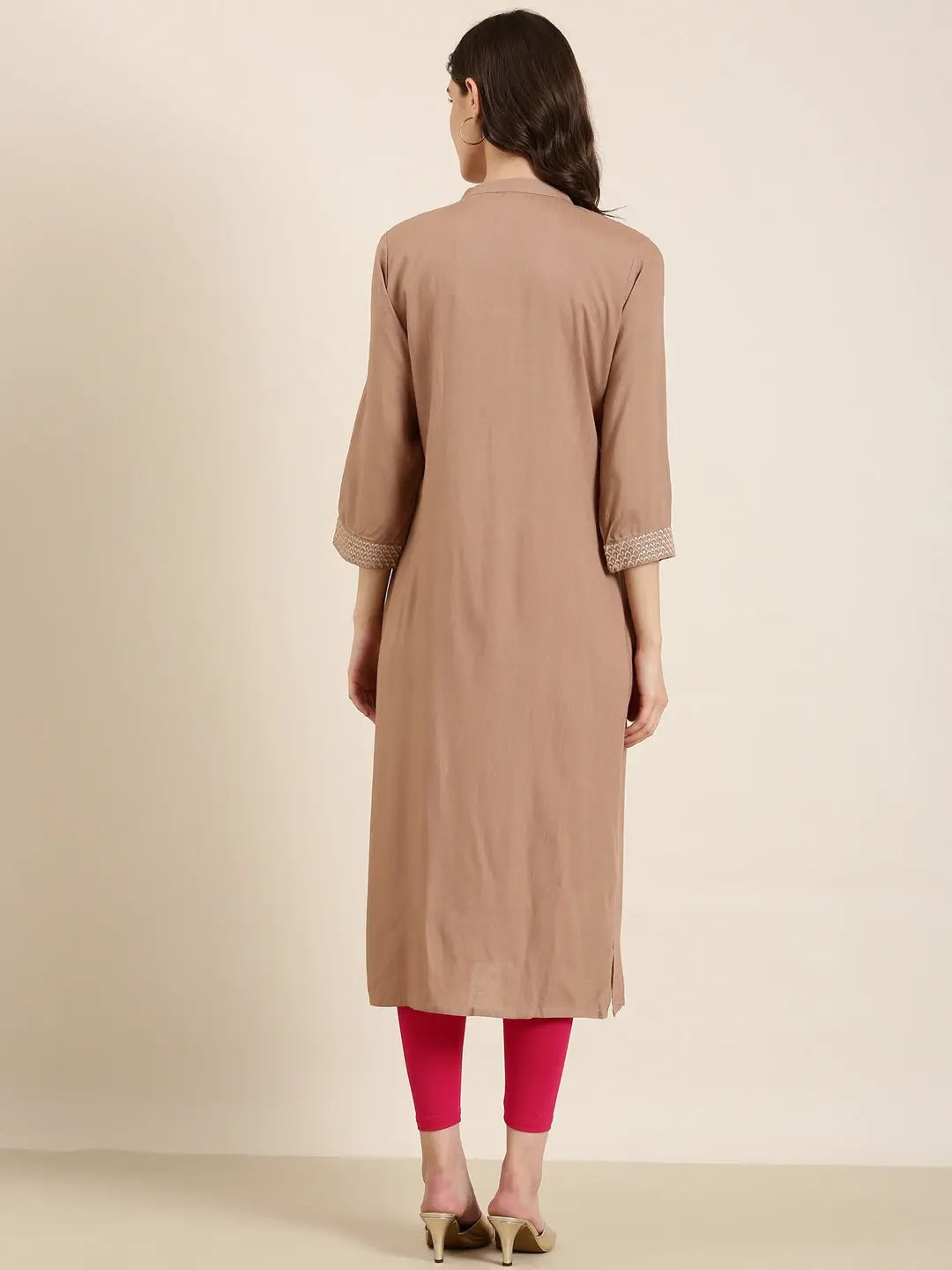 Women's Mauve Solid Straight Kurta