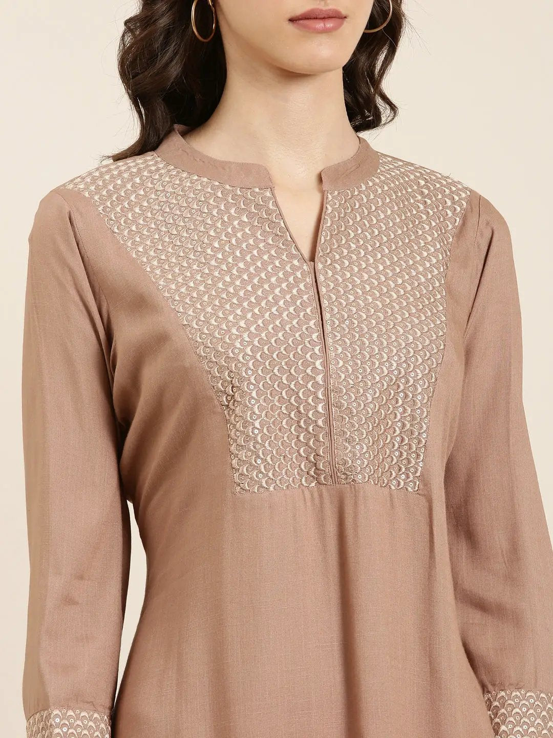 Women's Mauve Solid Straight Kurta