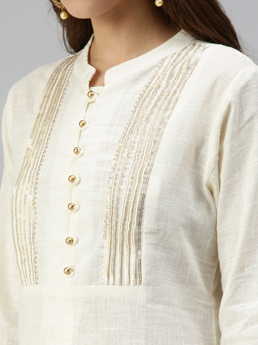 Women's White Solid Straight Kurta