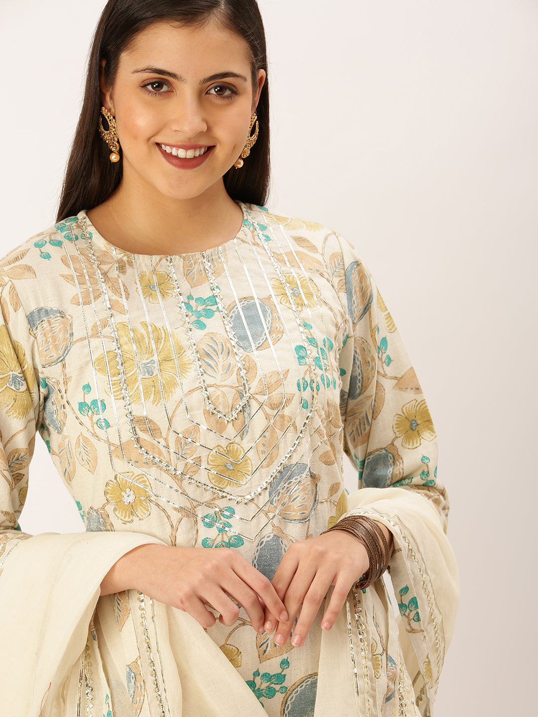 Women's Off White Printed Kurta Set